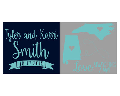 State to State Wedding Can Cooler Design #1227