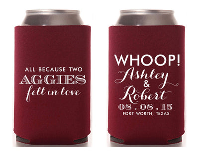 All Because Two Aggies Fell in Love Can Coolers #1232