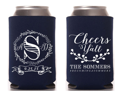 Cheers Ya'll Monogrammed Can Coolers #1243