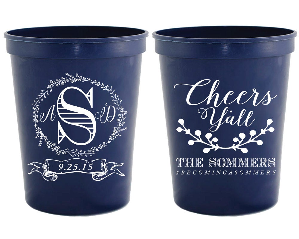 Cheers Ya'll Monogrammed Stadium Cups #1243