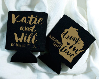 Drunk in Love State Wedding Can Coolers #1026