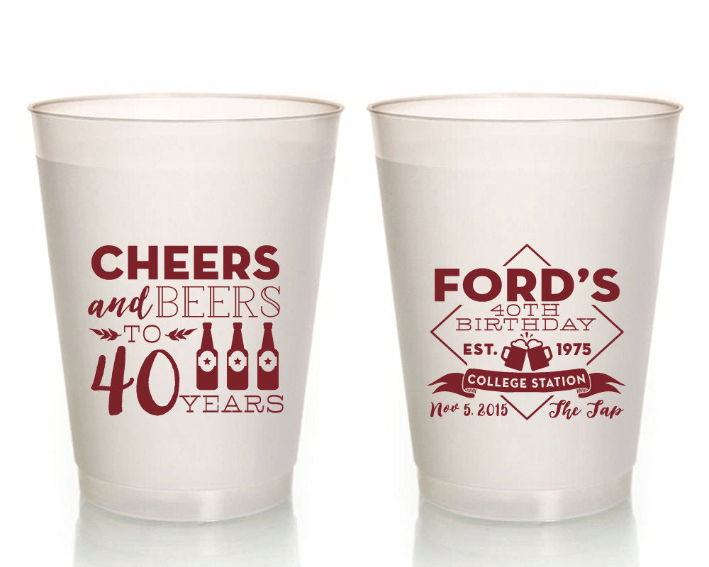 Cheers to 40 Years Frosted Party Cups, #1259