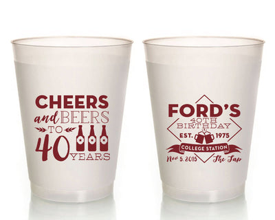 Cheers to 40 Years Frosted Party Cups, #1259