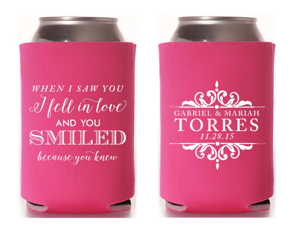 Elegant Last Name Wedding Can Coolers #1263