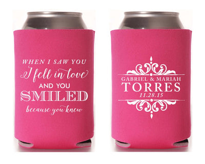 Elegant Last Name Wedding Can Coolers #1263