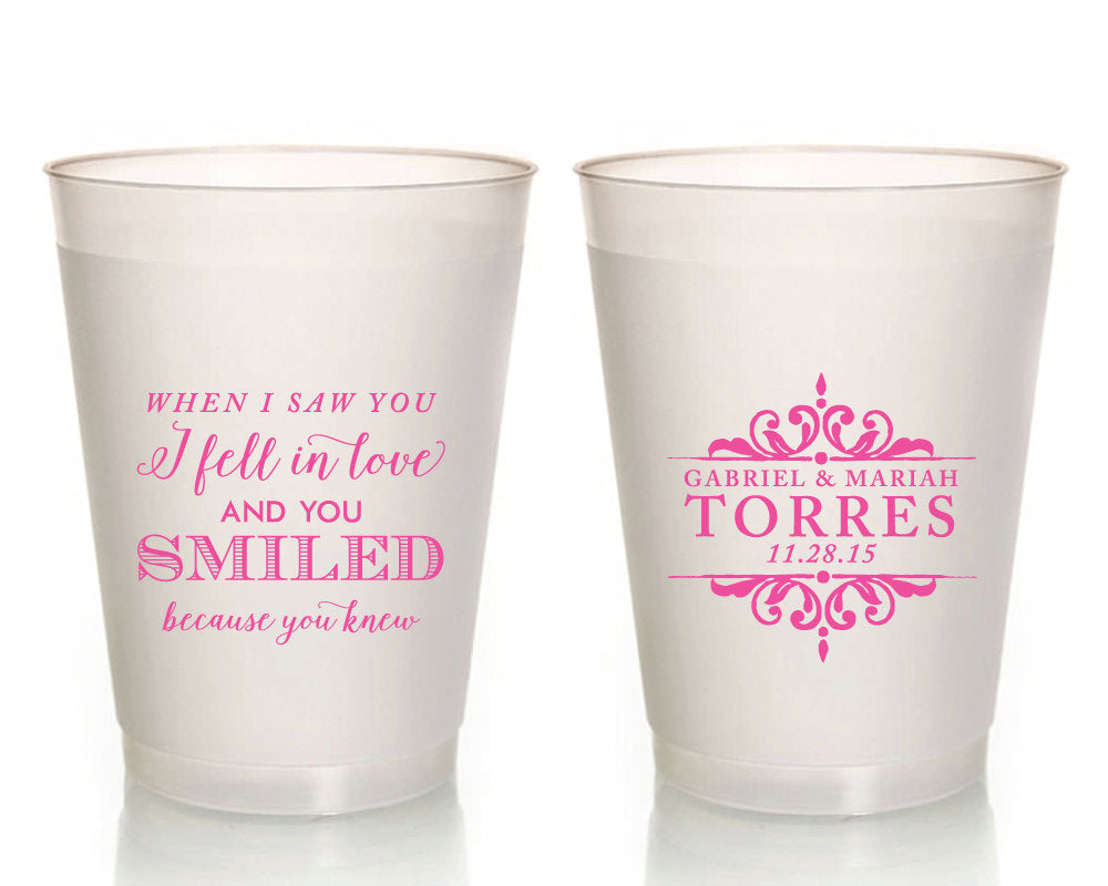 Monogrammed Wedding Frosted Cups Design #1263