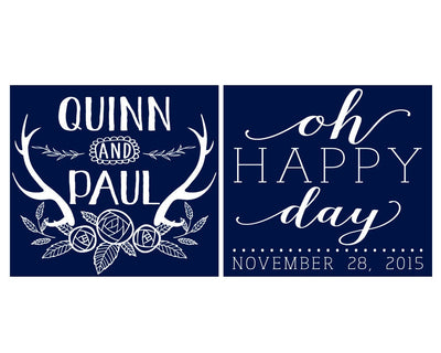 Oh Happy Day Rustic Wedding Can Coolers #1267