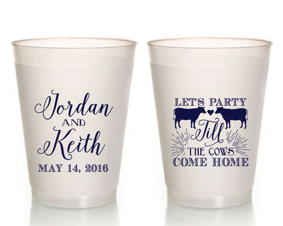 Let's Party till the Cows Come Home Wedding Frosted Cup Design #1283