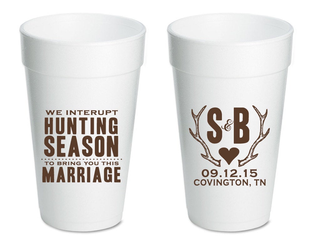 Hunting Season Wedding Foam Cup Design #1303