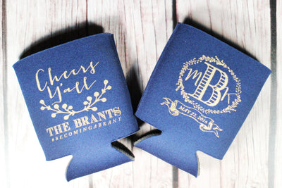 Cheers Ya'll Monogram Can Coolers #1024