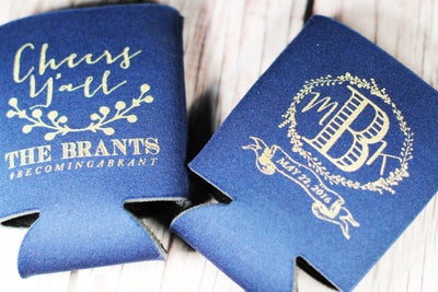 Cheers Ya'll Monogram Can Coolers #1024