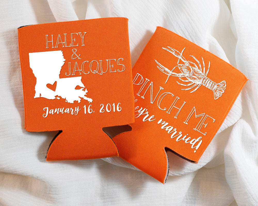 Pinch Me I'm Married Louisiana State Crawfish Mudbug Wedding Can Coolers 1339