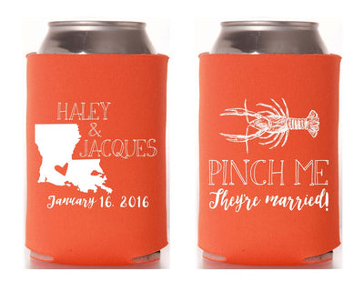 Pinch Me I'm Married Louisiana State Crawfish Mudbug Wedding Can Coolers 1339