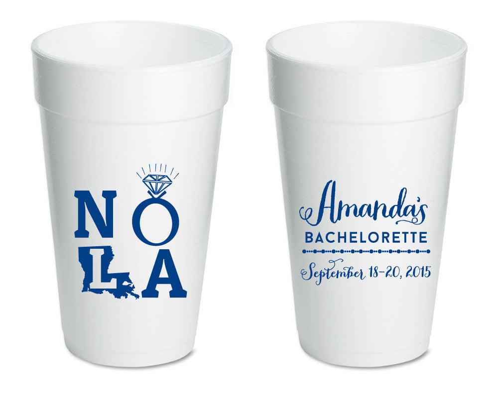 NOLA Bachelorette Party Foam Cup Design #1312