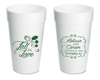 Fall In Love Wedding Foam Cups #1030