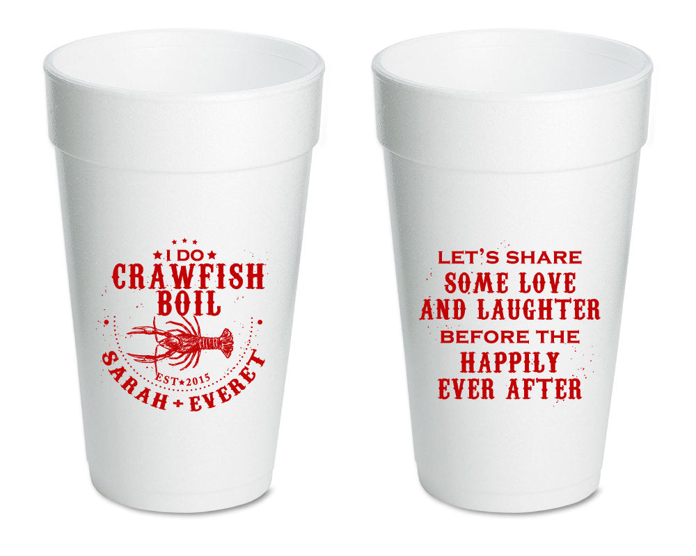 I Do Crawfish Boil Couples Shower Foam Cups #1048