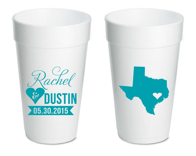 Texas Pride Wedding Foam Cups Design #1101