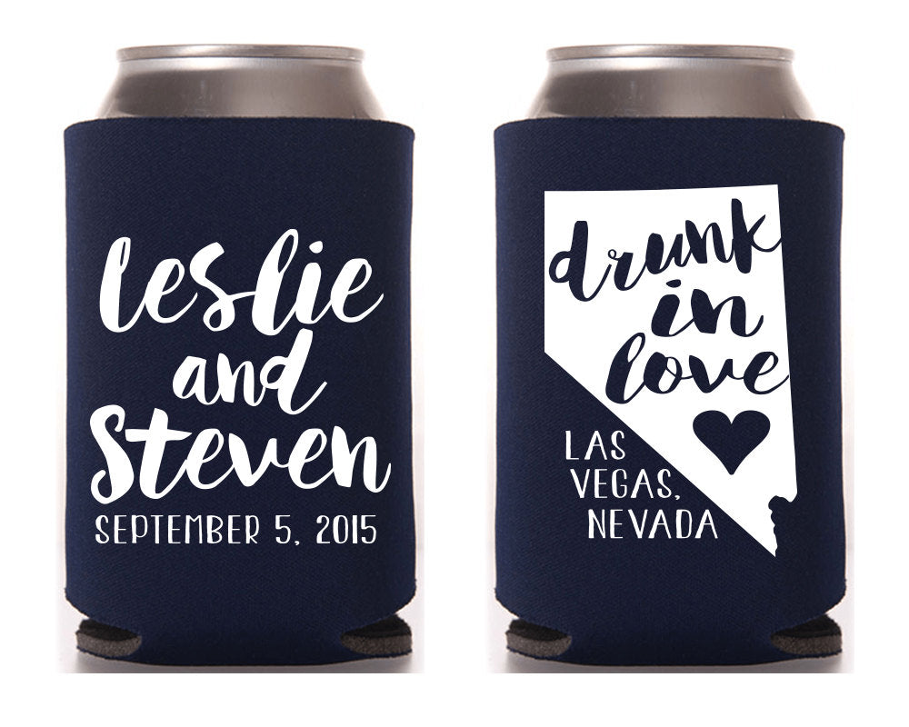 Drunk in Love State Wedding Can Cooler Design #1026