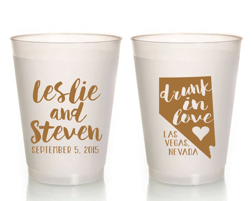 Drunk in Love State Wedding Frosted Cups #1026