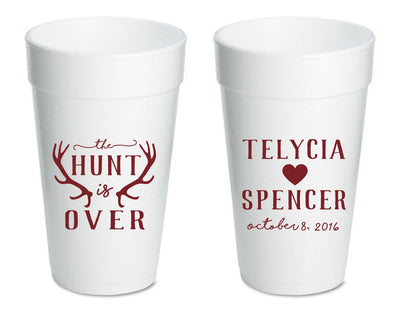 The Hunt is Over Rustic Wedding Foam Cups #1366