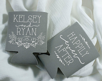 Happily Ever After Wedding Can Cooler Design #1377