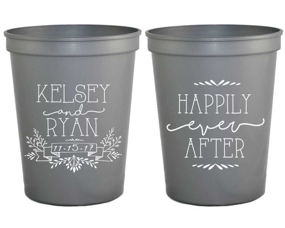 Happily Ever After Wedding Stadium Cups Design #1377
