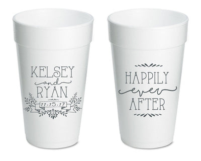 Happily Ever After Wedding Foam Cups #1377