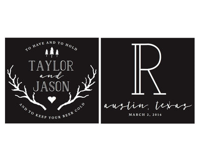 To Have and To Hold Rustic Wedding Can Cooler Design #1382