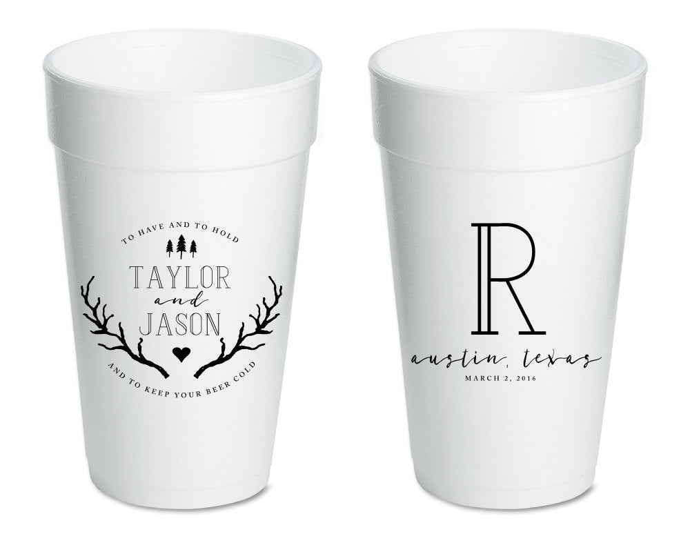 To Have and to Hold Rustic Foam Cups #1382