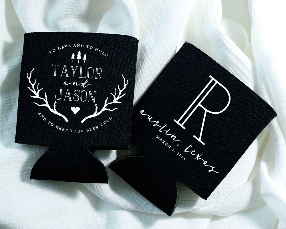 To Have and To Hold Rustic Wedding Can Cooler Design #1382
