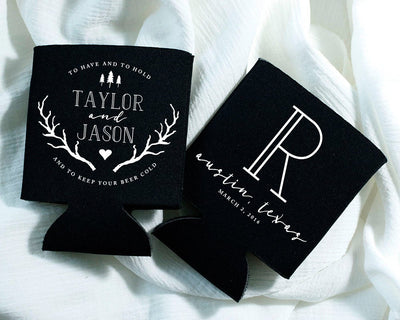 To Have and To Hold Rustic Wedding Can Cooler Design #1382