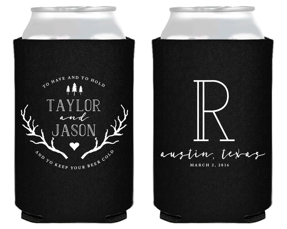 To Have and To Hold Rustic Wedding Can Coolers #1382