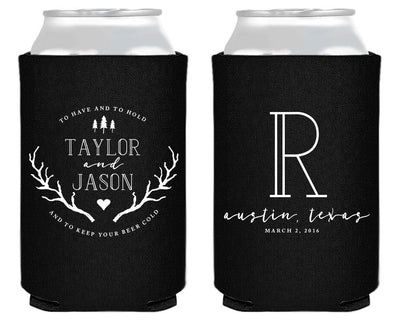 To Have and To Hold Rustic Wedding Can Coolers #1382