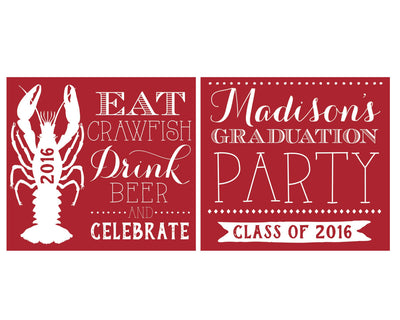 Personalized Crawfish Boil Graduation Party Can Coolers Eat Crawfish, Drink Beer, and Celebrate Graduation Can Hugger  1395