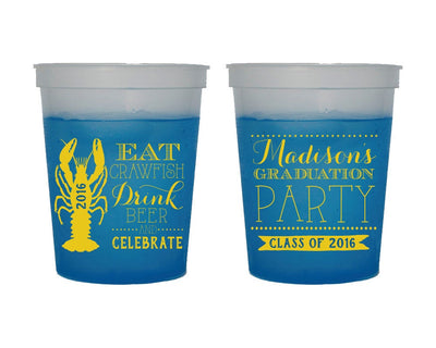 Crawfish Graduation Party Eat Crawfish Drink Beer Celebrate Color Changing Mood Cups