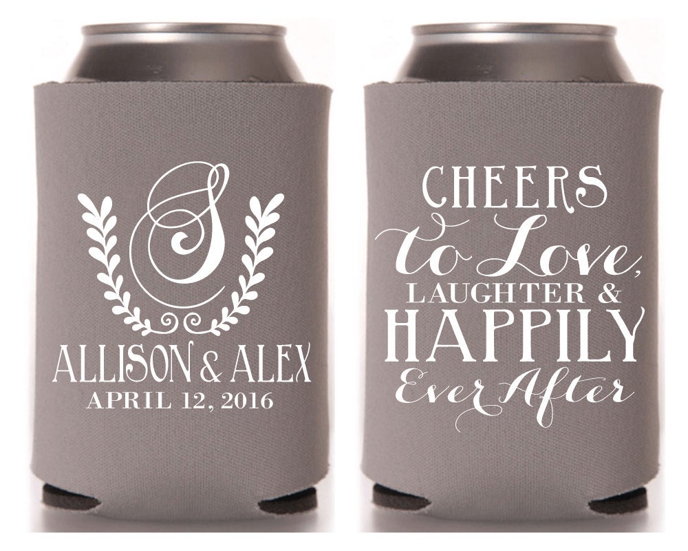 Floral Monogram Can Coolers #1072