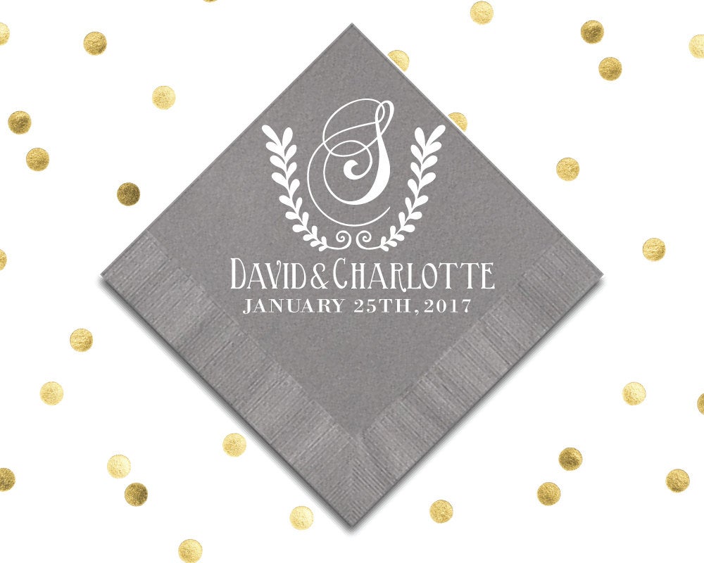 Monogram Wreath Beverage Napkins #1072