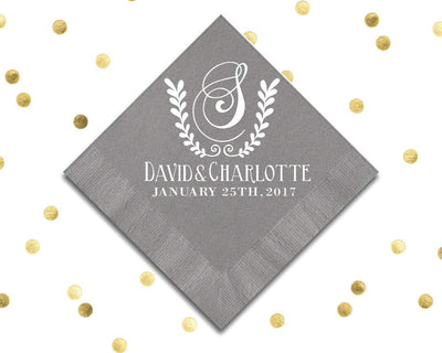 Monogram Wreath Beverage Napkins #1072