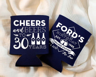 Cheers and Beers to 30 Years Birthday Can Cooler Design #1398