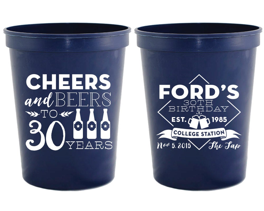 Cheers to 30 Years Birthday Stadium Cups #1398
