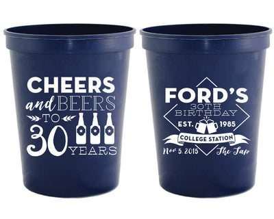 Cheers to 30 Years Birthday Stadium Cups #1398