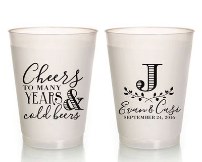 Cheers to Many Years Monogram Wedding Frosted Cups #1409
