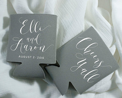 Cheers Y'all | Whimsical Wedding Can Cooler #1416