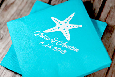 Starfish Beach Wedding Cocktail Napkins Design #1100