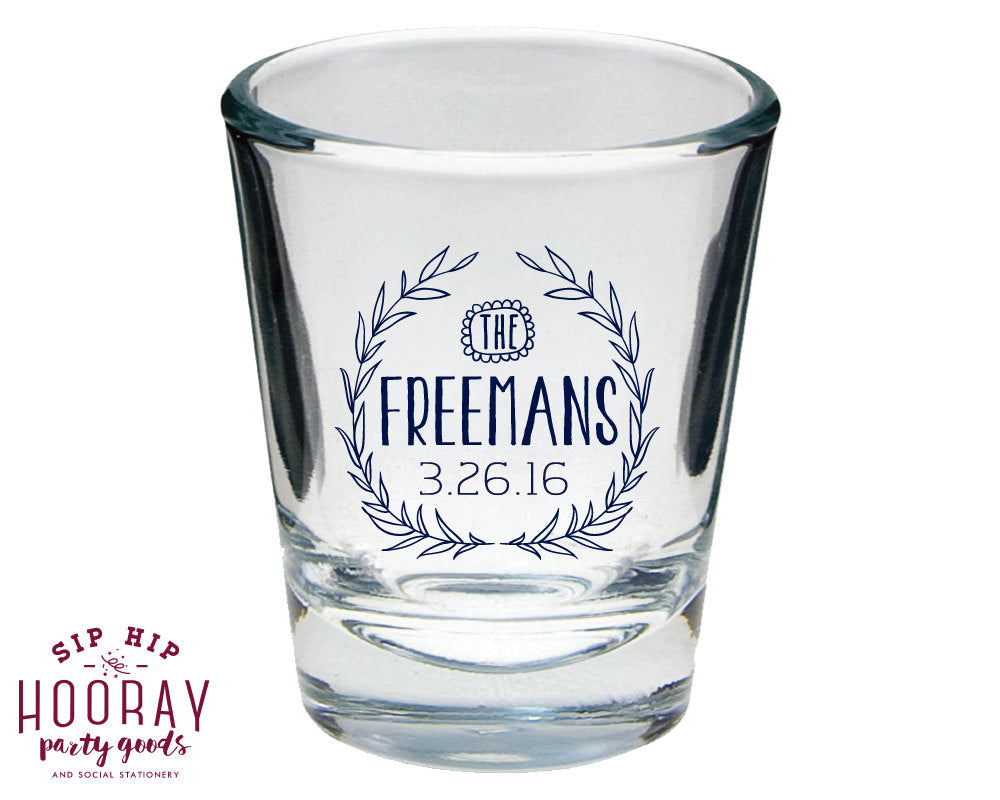 Last Name Wreath Shot Glasses #1421