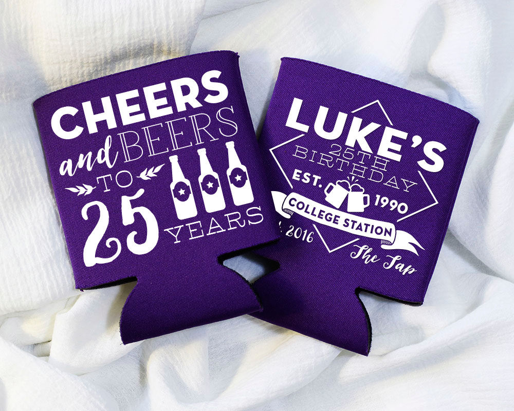 Cheers to 25 Years Birthday Can Coolers #1424