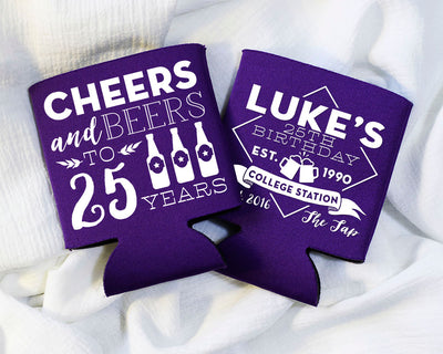 Cheers to 25 Years Birthday Can Coolers #1424