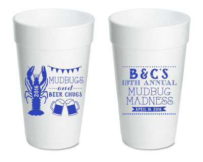 Mudbug Madness Crawfish Boil Foam Cups Design #1430