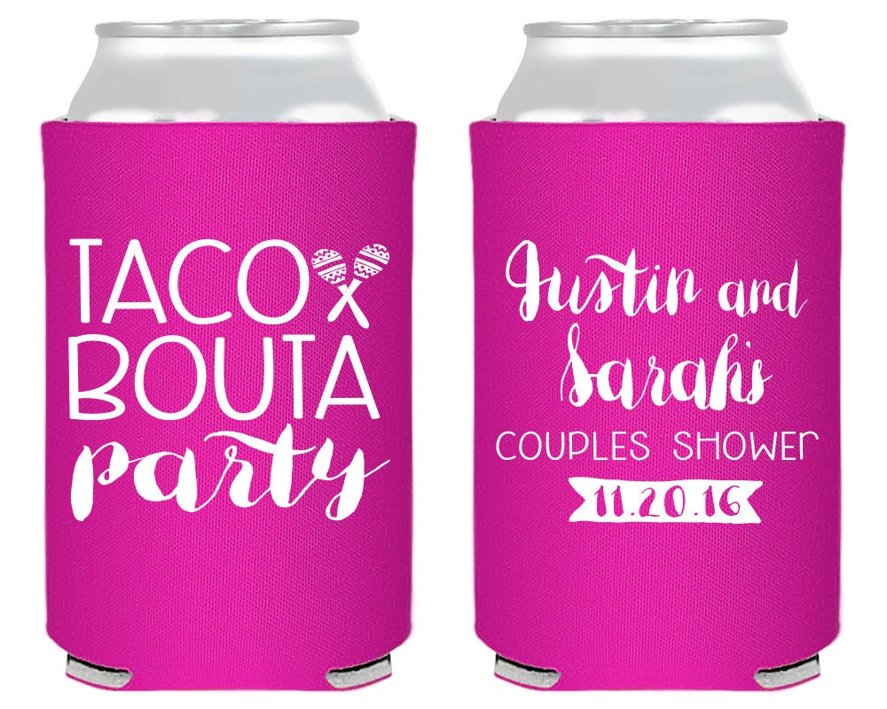 Taco Bouta Party Engagement Wedding Shower Can Cooler Design #1431