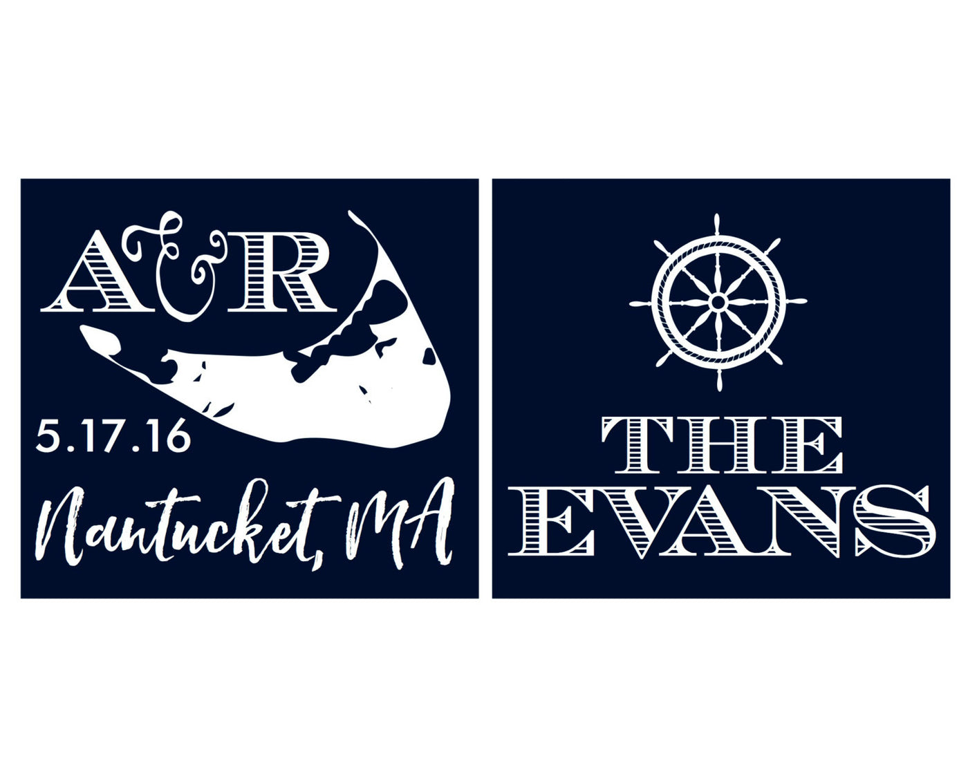 Nantucket Nautical Wedding Monogram Can Cooler Design #1432
